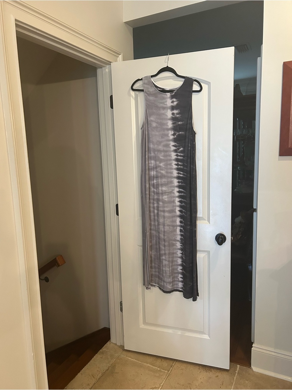 Vera Wang Gray Tie-Dye Maxi Sleeveless Dress